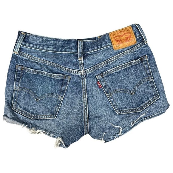 Levi’s 501 White Oak Cone Denim Distressed Button Fly Jeans Shorts Size 27 - Picture 5 of 9